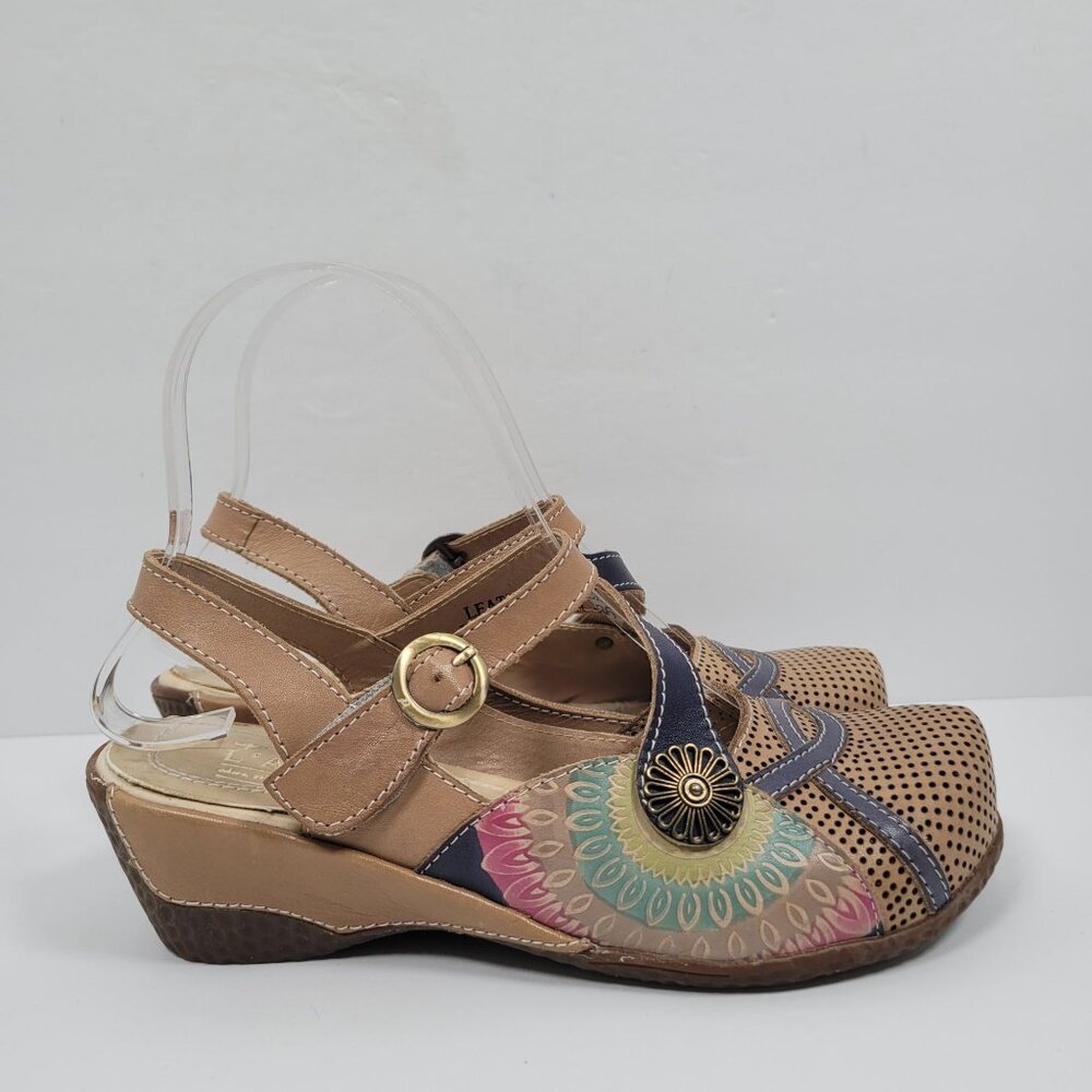 L'Artiste Spring Step Parkway Women's Multicolor Leather Sandals US Se 5.5 EU 36